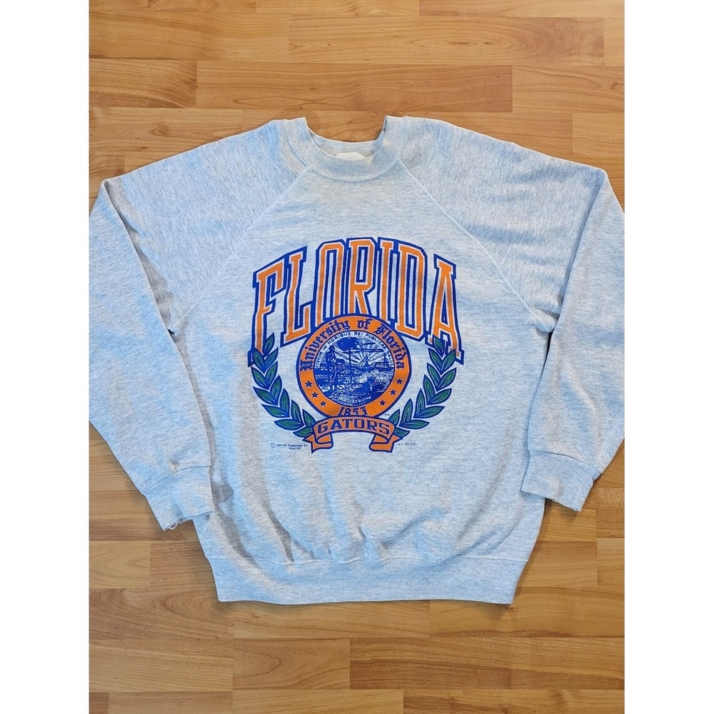 VINTAGE University Of Florida Gators 1989 Tultex Gray Sweatshirt Crewneck, Large